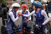 2023 UEC Road European Championships - Drenthe - Junior Mixed Team Relay - Emmen - Emmen 38, km - 21/09/2023 - Audrey Cordon-Ragot - Cedrine Kerbaol - Juliette Labous (FRA) - photo Massimo Fulgenzi/SprintCyclingAgency?2023